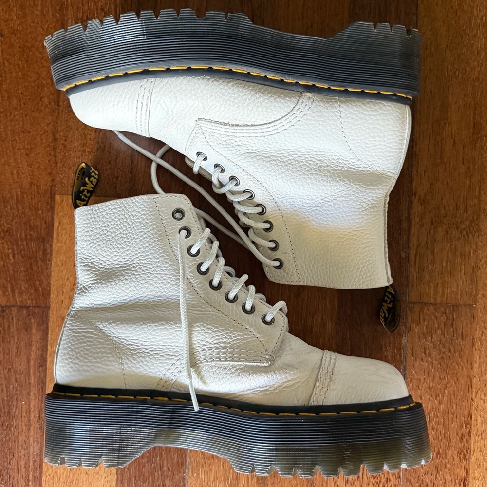 Dr. Martens White Sinclair Zip Platform Boots Size 9